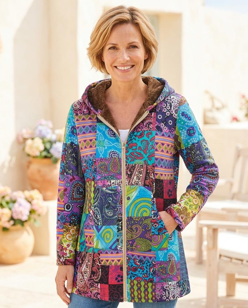 Ulla Fashion - Nikar | Gemusterter Gefütterter Mantel Damen