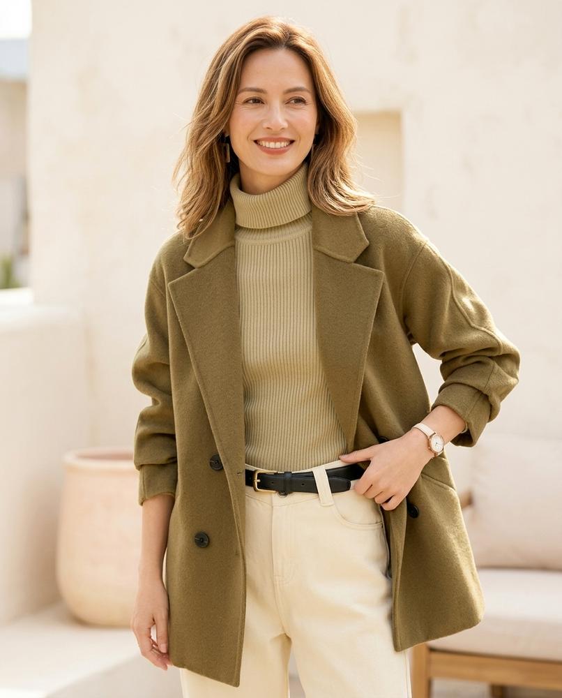 Ulla Fashion - Vilar | Zweireihiger Woll Mantel Damen
