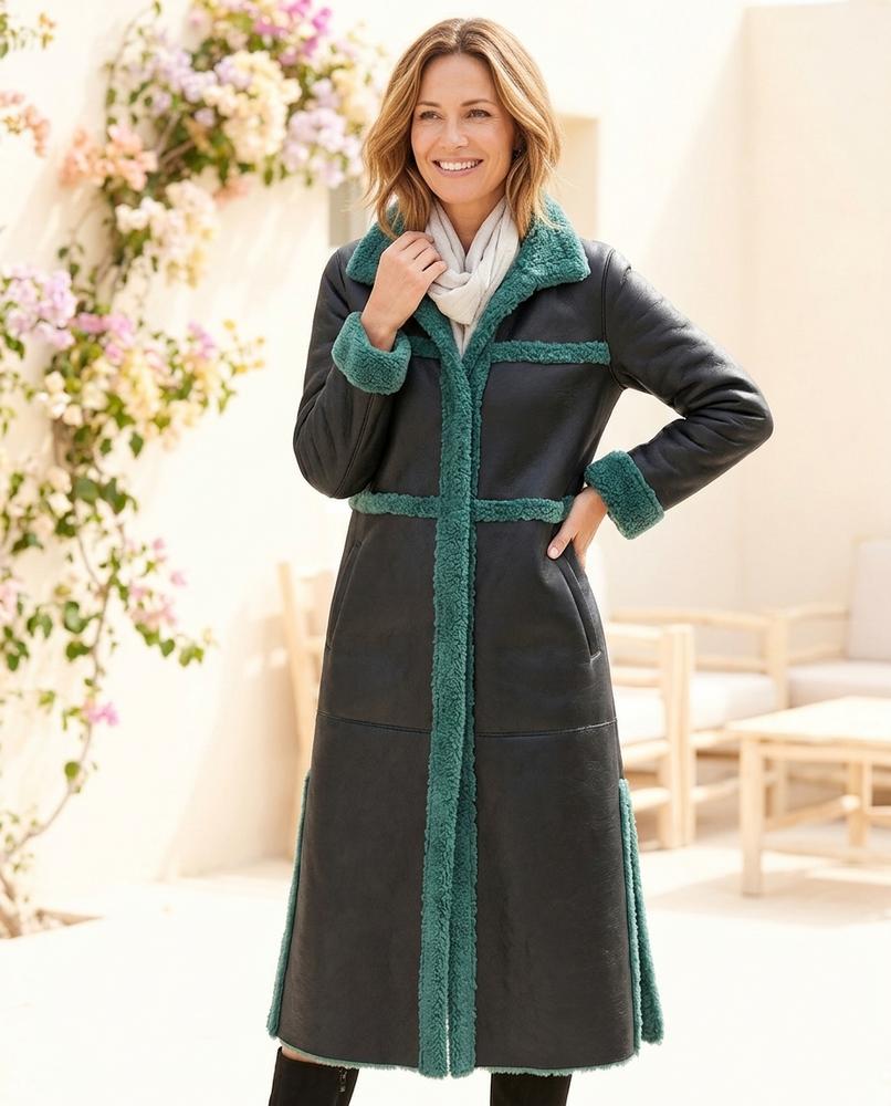 Ulla Fashion - Nonor | Gefüttert Langgeschnitten Ledermantel Damen