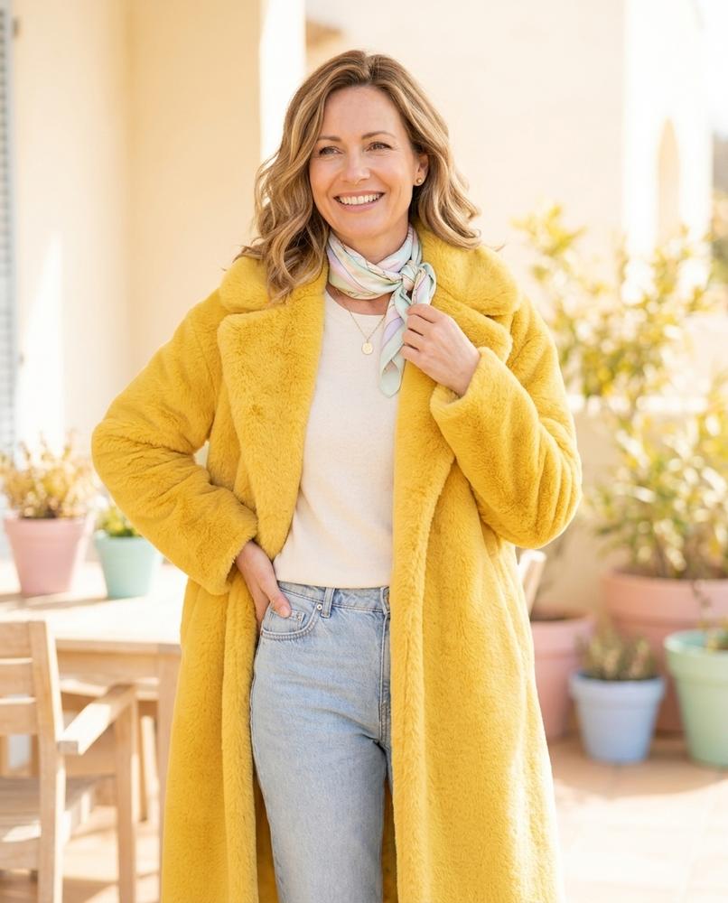 Ulla Fashion - Masol | Gefütterter Plüsch Mantel Damen