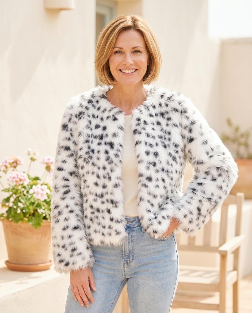 Ulla Fashion - Yovel | Gemusterte Plüsch Jacke Damen