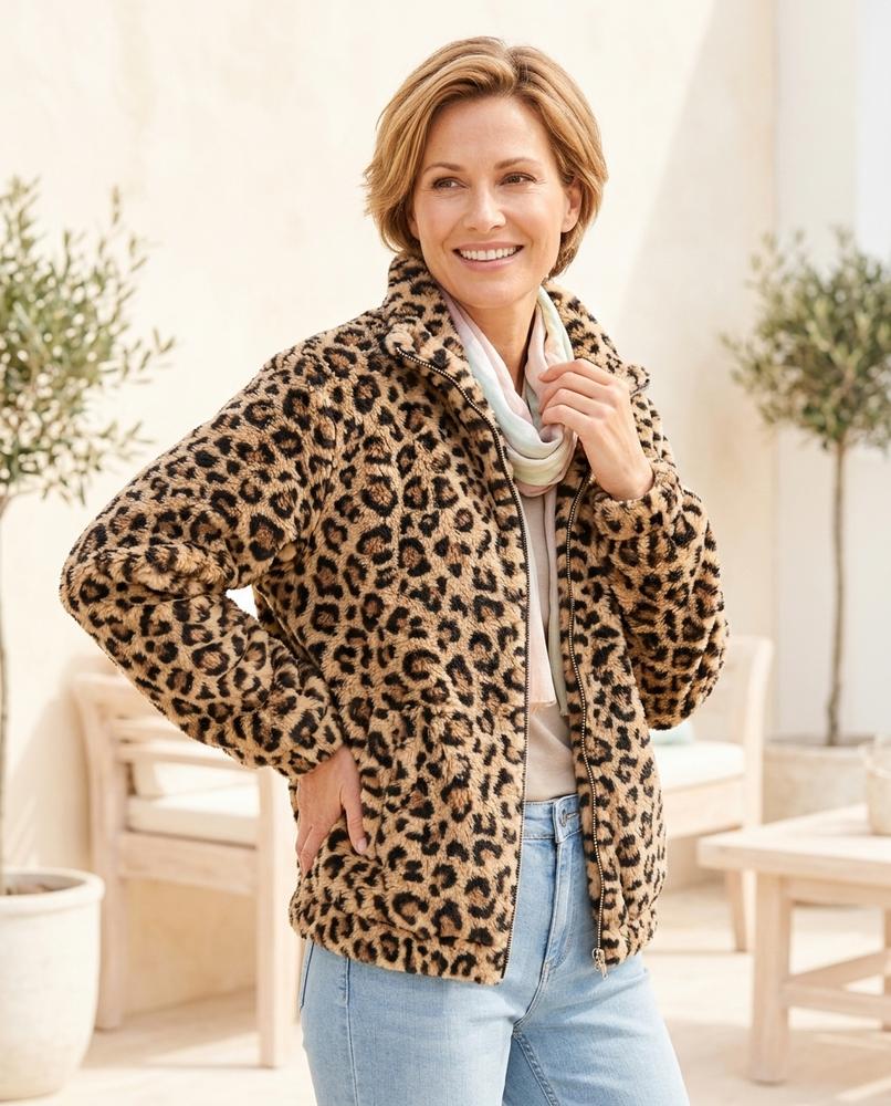 Ulla Fashion - Ellin | Plüschige Gemusterte Jacke Damen