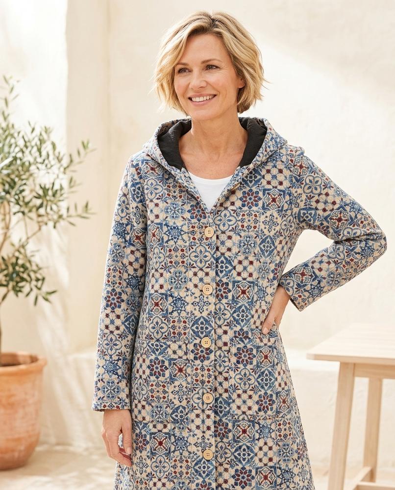 Ulla Fashion - Elmon | Gemusterter Gefütterter Mantel Damen