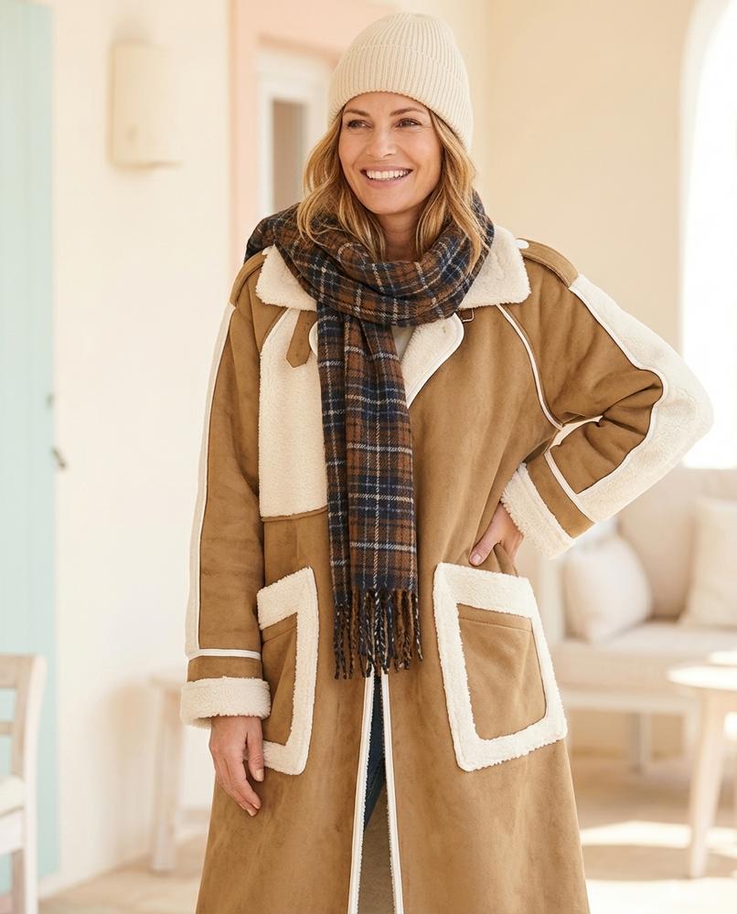 Ulla Fashion - Yokar | Gefütterter Gepatchter Mantel Damen