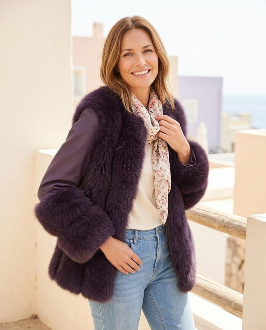 Ulla Fashion - Minav | Kombiniert Pelzbesetzt Jacke Damen