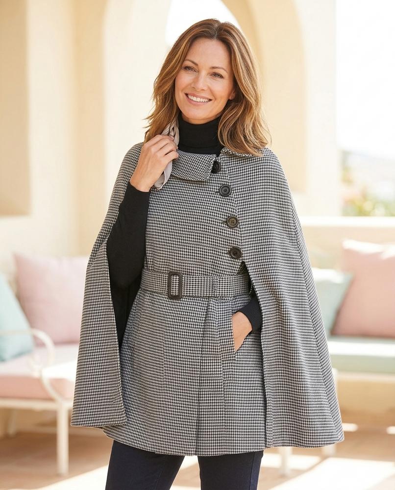 Ulla Fashion - Camin | Ärmelloser Gemusterter Mantel Damen