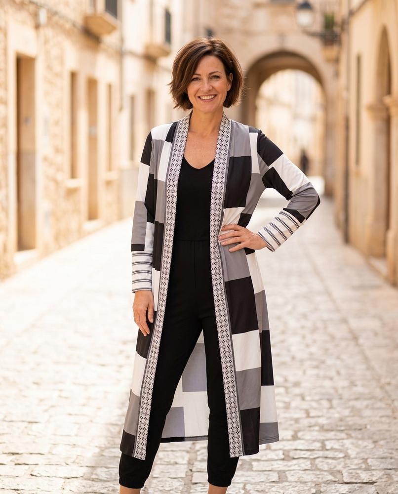 Ulla Fashion - Taver | Gemustert Lang Cardigan Damen