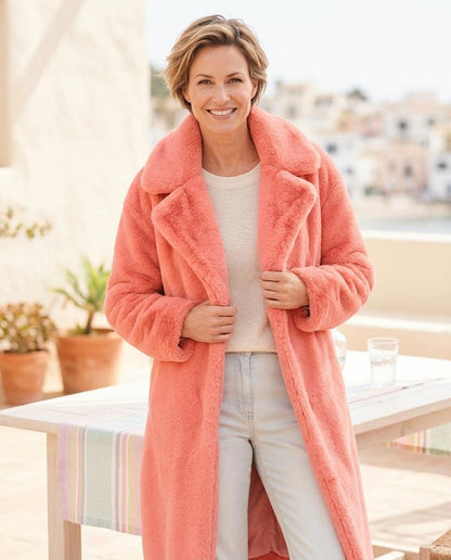 Ulla Fashion - Masol | Gefütterter Plüsch Mantel Damen