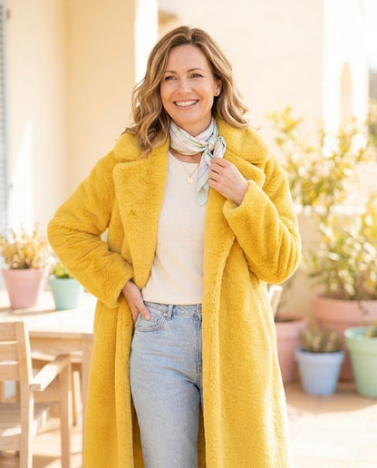 Ulla Fashion - Masol | Gefütterter Plüsch Mantel Damen