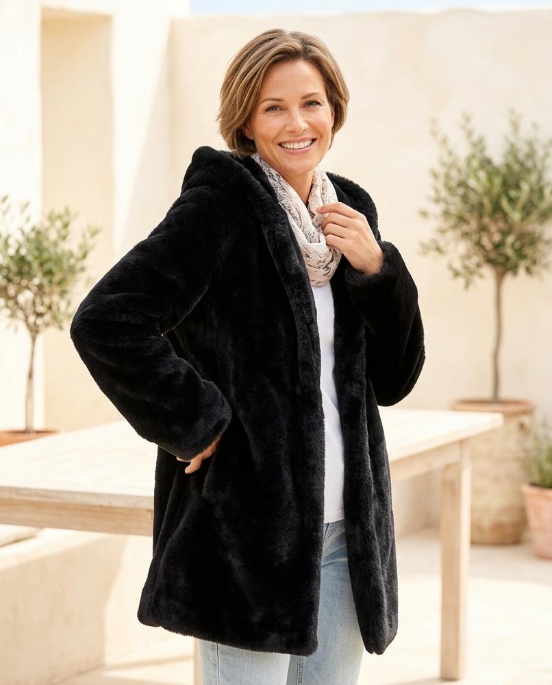 Ulla Fashion - Alsin | Plüschiger Langer Mantel Damen