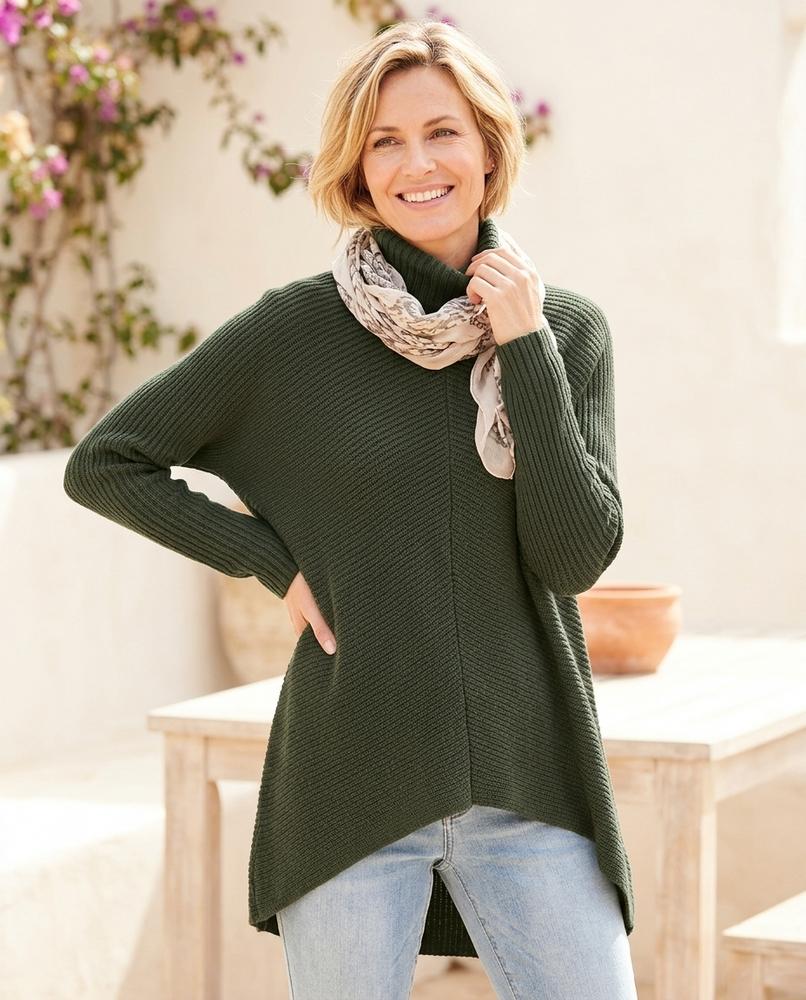 Ulla Fashion - Elrel | Strukturiert Asymmetrisch Rollkragenpullover Damen