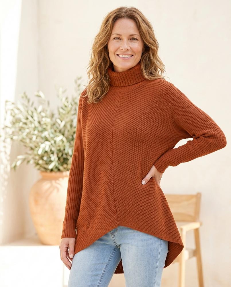 Ulla Fashion - Elrel | Strukturiert Asymmetrisch Rollkragenpullover Damen
