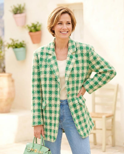 Ulla Fashion - Casan | Karierter Strukturiert Mantel Damen