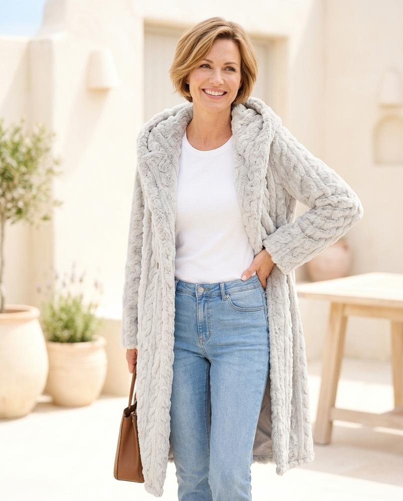 Ulla Fashion - Kerev | Strukturierter Plüsch Mantel Damen