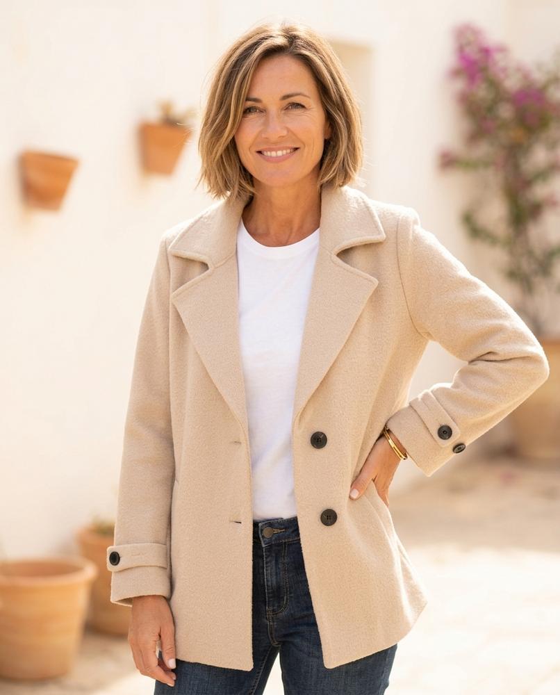 Ulla Fashion - Artor | Strukturiert Geknöpft Mantel Damen