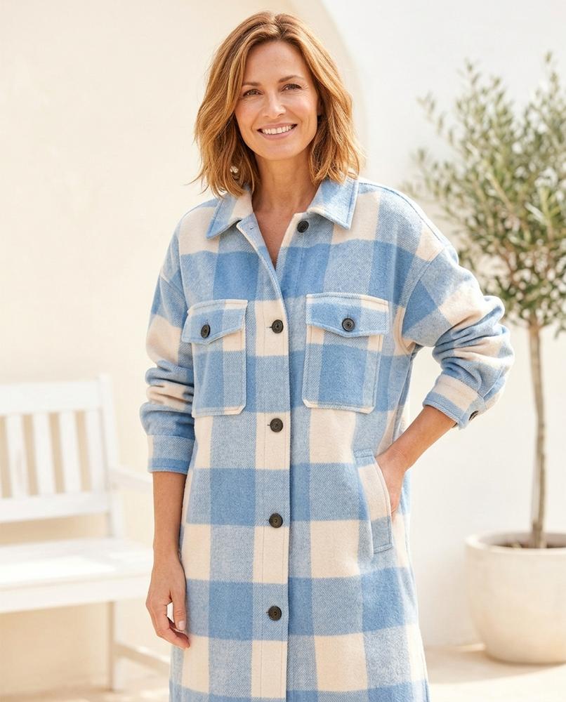 Ulla Fashion - Masel | Kariert Langgeschnitten Mantel Damen