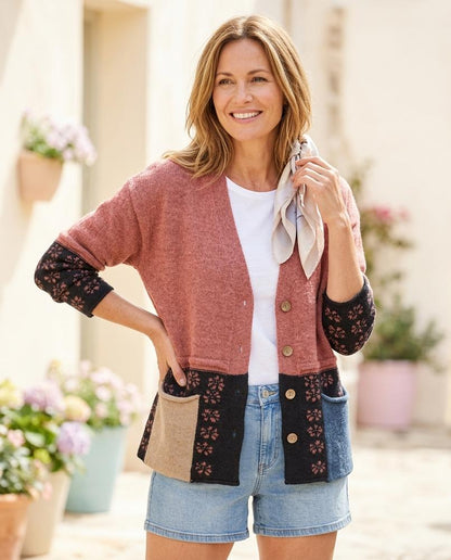 Ulla Fashion - Malom | Mehrfarbiger Gemusterter Cardigan Damen