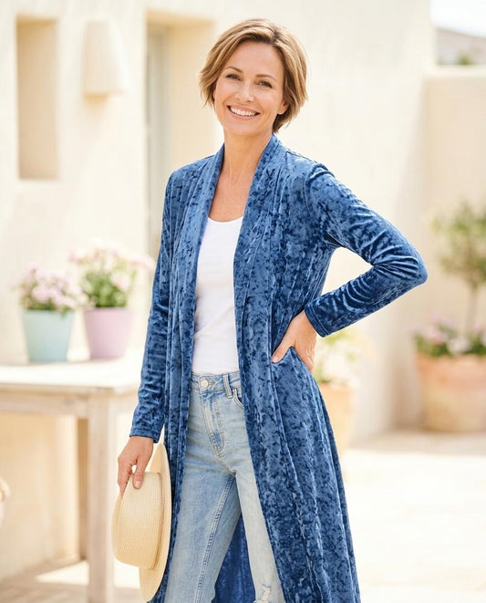 Ulla Fashion - Colar | Samtiger Langer Cardigan Damen