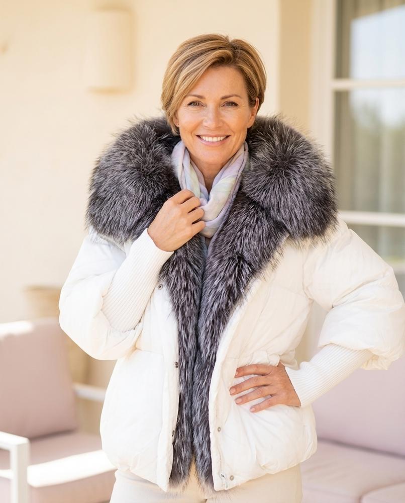 Ulla Fashion - Dakar | Wattierte Pelzbesetzte Jacke Damen