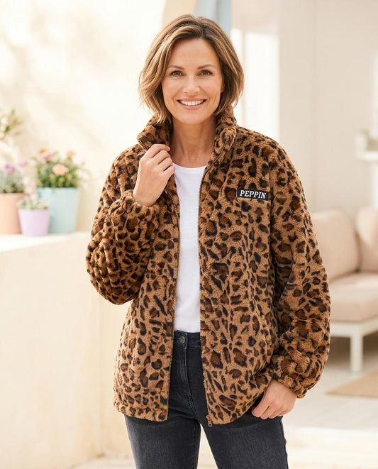 Ulla Fashion - Coram | Plüschige Gemusterte Jacke Damen