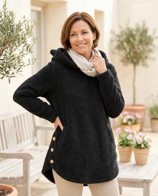 Ulla Fashion - Arral | Plüschiger Asymmetrischer Hoodie Damen