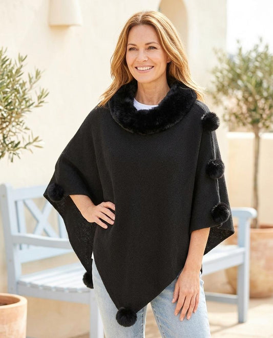 Ulla Fashion - Danav | Asymmetrischer Pelzbesetzter Mantel Damen