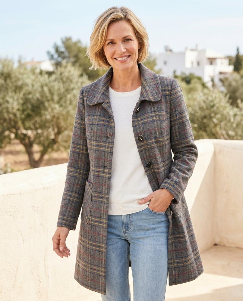 Ulla Fashion - Nemel | Karierter Geknöpfter Mantel Damen