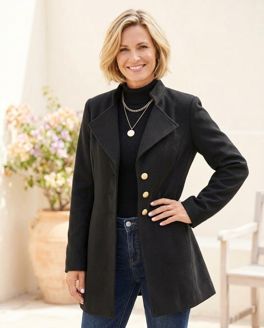 Ulla Fashion - Loran | Tailliert Geknöpft Mantel Damen