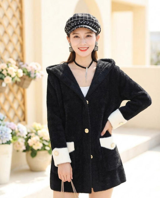Ulla Fashion - Saven | Plüschig Geknöpft Cardigan Damen