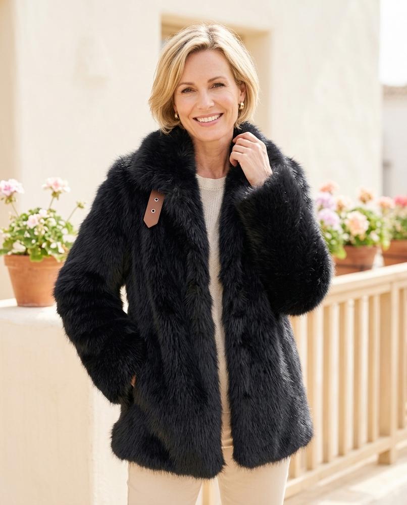 Ulla Fashion - Kemar | Flauschig Kragenlos Mantel Damen