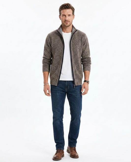 Ulla Fashion - Zalor | Meliert Strukturiert Strickjacke Herren