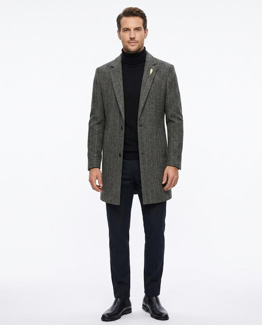 Ulla Fashion - Arver | Gestreifter Taillierter Mantel Herren