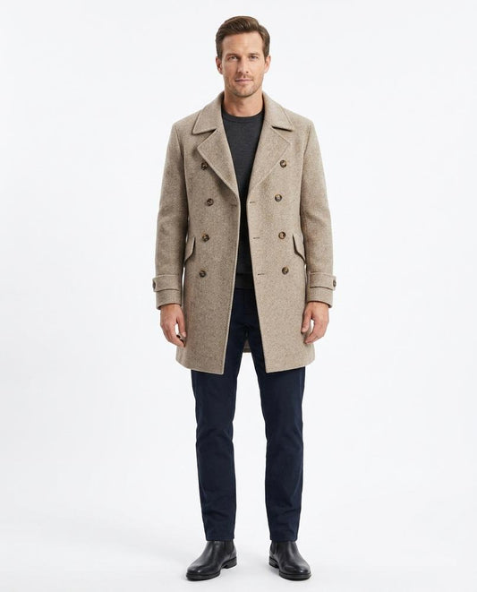 Ulla Fashion - Nevan | Zweireihiger Strukturierter Mantel Herren