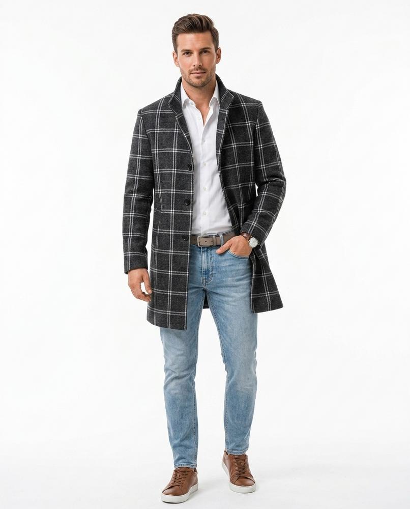 Ulla Fashion - Letal | Karierter Taillierter Mantel Herren