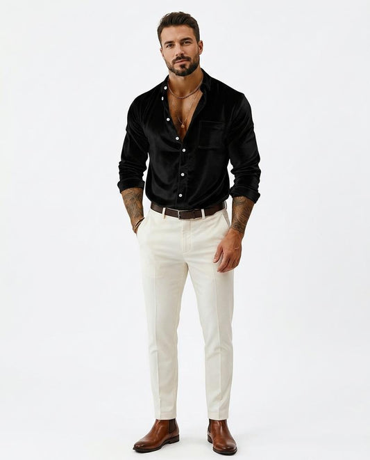 Ulla Fashion - Cados | Langärmliges Samt Hemd Herren