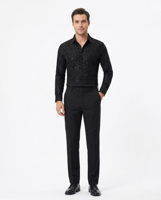 Ulla Fashion - Nituk | Glitzernd Tailliert Hemd Herren