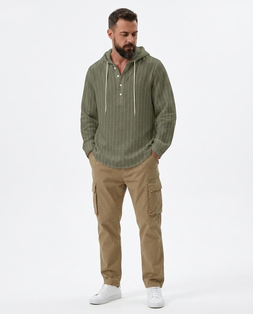 Ulla Fashion - Towun | Gestreifter Langärmeliger Hoodie Herren