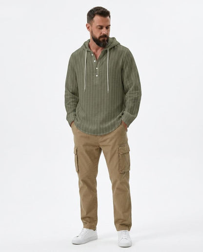 Ulla Fashion - Towun | Gestreifter Langärmeliger Hoodie Herren