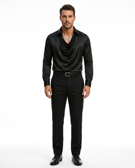 Ulla Fashion - Lazot | Drapiertes Satin Hemd Herren